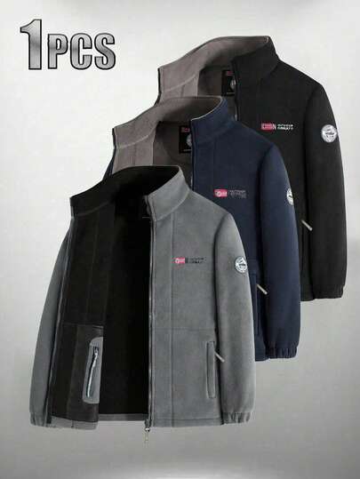 Men's Autumn/Winter Fleece Jacket, Double-Sided Sherpa Lining, Business Casual Thicken Warm Jacket, Couple Style