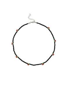 Collar de cuentas de arroz hechas a mano con diseño de cereza, cadena de collar premium dulce y delicada para uso diario y fiestas - Unitalla - Ver 7