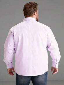 Plus Size Men's Long Sleeve Casual Shirt, Lavender, Loose Fit, Multi-Color, Long Sleeve Shirt - Mauve Purple - View 5