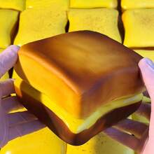 1pcsSticky Bread Squishy Toys, Super Soft Strawberry Toast Slow Rising Squishy, Realistic Toast-Shaped Squeeze Toy, Big Food Squishies For Adults Stress Relief - Multicolor - View 3