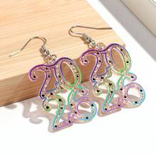 一对亚克力2026数字吊坠耳环，时尚首饰，女士派对佩戴礼物，新年饰品 - 耳環 - 查看 15