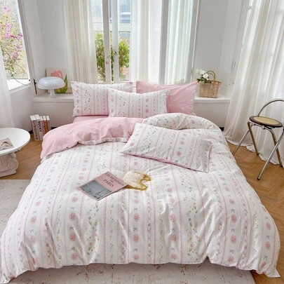 Joivida 3 件套 100% 纯棉复古花卉羽绒被套，四季透气，2 个枕套 + 1 个羽绒被套（无床单）