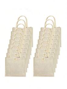 Linen Tote Bag, Blank Tote Bag, Reusable Fashionable Multipurpose Shopping Bag, Conference Gift Bag, You Can DIY Design, Minimalist And Elegant, Can Be Used As Bridesmaid Wedding Gift Bag, Student Bag, Back To School And Teacher Bag, Suitable For Gift Promotion, Giveaways, Exhibitions, Surface Can Be Silk-Screened, Embroidered Or Heat-Pressed. - Khaki - View 15