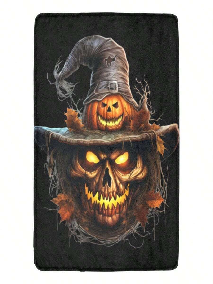 Halloween Scarecrow Blanket Spooky Decor Skull Pumpkin - 白色 - 查看 1