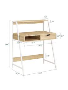 SoBuy FWT63-N Mesa de Escritorio Mesa de Ordenador con 2 cajones y 1 Estante L81 cm x P50cm x H100cm ES Mesa Escritorio Silla de Oficina Muebles de Oficina en Casa, Mobiliario de estudio Caqui estilo nórdico, estilo sencillo Metal 76x50x75 cm - Marrón - Ver 4