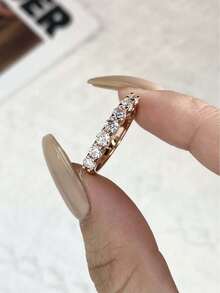 1 pieza Anillo de boda con diamante Moissanite de siete estrellas con engaste, de plata de ley 925, elegante y lujoso anillo de compromiso, anillo de promesa, anillo de aniversario, regalo de joyería para damas, regalo de Navidad - Anillo de moissanita con diamantes de siete estrellas - Ver 5