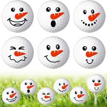 6pcs Christmas Snowman Golf Balls - Fun Design, White Rubber Golf Balls With Red Nose And Black Eyes, Great For Holiday Gifts, Home Decor And Practice, Golf Accessories, Amusing Design, Durable Structure - 6 - View 1