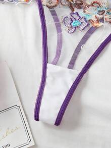 2pcs/Set Sexy French Embroidery Bra And Panty Set, Lingerie - Multicolor - View 6