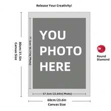 Kit di pittura a diamante personalizzata su misura per adulti, fai da te 5D, arte con punti a forma rotonda/quadrata, con foto, testo e disegno personalizzato, in varie dimensioni (20x25cm), decorazione personalizzata per la casa (Punti rotondi, 30x40cm), kit per adulti, decorazione con pittura a diamanti 5D