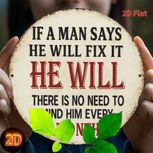 2D Retro Metal Wall Art Plaque - If A Person Says They Can Fix It, They Will -.8inch Round Iron Sign With Distressed Effect, Perfect For Home, Office, Bedroom, Coffee Shop Or Garage Decoration - Unique Holiday Gift Idea, Metal Wall Art Decoration, Perfect Room Decoration - Image Color - View 1