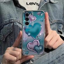 Funda de teléfono de corazón azul púrpura y mariposa para Oppo A3 A3 Pro A3X A5 Pro A16 A17K A18 A38 A40 A55 A57 A57S A58 A60 A76 A77S A78 A79 A80 5G A95 A98 Reno 5 8T 10 11 Pro 12 13F F29 Pro, funda de teléfono de TPU transparente a prueba de golpes de cobertura completa, simple, a la moda, a prueba de golpes, carcasa suave protectora, nuevo patrón creativo. - Colores mixtos - Ver 3