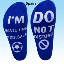 5 Pares de Meias Esportivas Unissex com Estampa de Letras, Adequadas para Esportes ao Ar Livre, Futebol, Corrida, Caminhada, Ciclismo, Tamanho 38-45 - Multicolorido - Visão 13