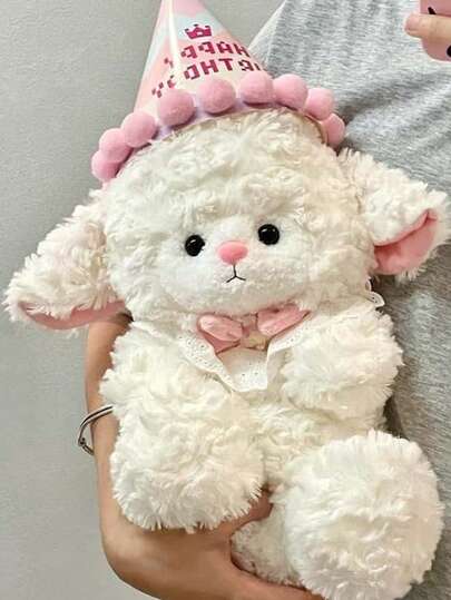 Muñeca de peluche princesa súper suave y esponjosa de 25 cm - Con pompón y decoración de lazo de encaje. Sombrero de cumpleaños | Regalo de San Valentín/Cumpleaños. ¡Esta adorable muñeca de peluche de princesa está hecha de un material súper suave y esponjoso (¡súper acogedor para abrazar!)