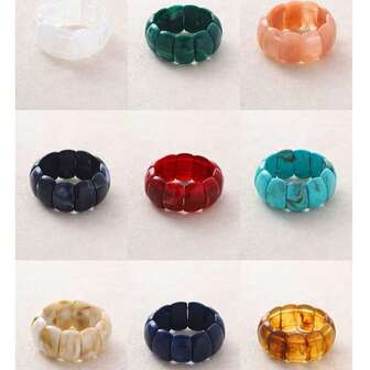 1 pieza Brazalete ancho de resina acrílica elástica, joyería de moda resistente al agua, regalo 2025