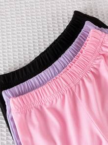 3pcs Baby Girl Cute Heart & Letter Print Short Sleeve Top And Matching Heart Print Shorts Set, Versatile For Commuting, School, Daily, Vacation, Outdoor - Black - View 6
