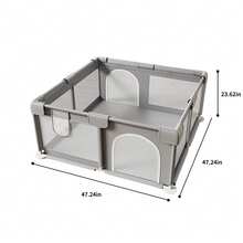 Nawahev Durable Mesh Puppy Playpen With Door, Foldable Pet Fence For Small Dogs & Puppies, Indoor Outdoor Washable Dog Play Yard - 灰色 - 查看 2