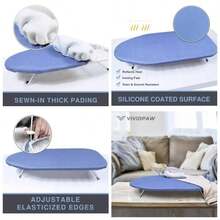 Ironing Board Cover and Pad 18x49, Wide, Thick Padding, Elastic, Silicone Coated, Resist Scorching and Staining, Heavy Duty Iron Board Covers 18 inchx 49 inch - Azul + 12,5" x 32" - Ver 1