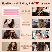 3pcs Women's No-Heat Hair Curler Set, Slouchy Sleeping Hair Curling Tool, Natural Rubber Curling Rods That Won't Damage Hair Or Scalp - Pink - View 7