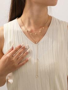 Colar Longo Elegante e da Moda para Mulheres, Banhado a Ouro 18k, Não Desbota, Adequado para Festas ou Uso Diário, Colar Presente de Joias