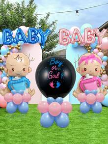 Bộ trang trí tiệc tiết lộ giới tính 50 chiếc, bao gồm bóng bay bình sữa màu xanh/hồng, bóng bay chữ, bóng bay cao su tiết lộ giới tính 36", thích hợp cho tiệc tiết lộ giới tính, tiệc chào đón em bé, tiệc sinh nhật lần thứ 1, đạo cụ chụp ảnh, tiệc chào đón em bé - Nhiều màu - Xem 1