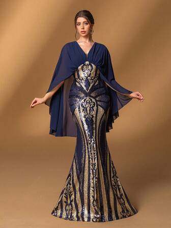 Faeriesty Vestido elegante de la madre de la novia: escote en V profundo, mangas largas elegantes y silueta de sirena favorecedora - perfecto para bodas formales, galas sofisticadas, recepciones de noche elegantes, ceremonias de premios lujosas, grandes eventos benéficos
