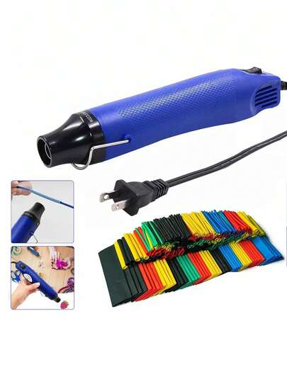 pistola de calor 300W portátil pistola de aire caliente para pequeños proyectos – electrónica, manualidades, abalorios, fusión, repujado, eliminación de carcasa negra + boca roja,Aplicación de Adhesivo y Remodelación de los electrodomésticos, Fácil de usar y portátil