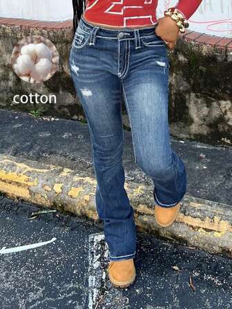 Fashionable & Elegant Slim Fit Flare Leg Jeans For Women