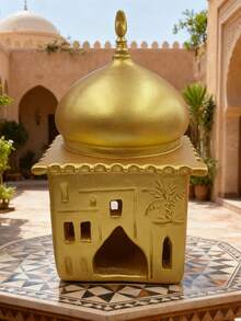 1pc Creative New Middle Eastern Style Crescent Moon Castle Incense Burner Decor, Elegant Tabletop Center Piece, Suitable For Indoor/Outdoor Decor, Office, Mosque - Muslim Holiday Gift (No Electricity Required)