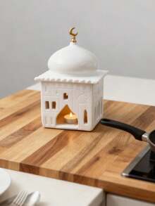 1pc Creative New Middle Eastern Style Crescent Moon Castle Incense Burner Decor, Elegant Tabletop Center Piece, Suitable For Indoor/Outdoor Decor, Office, Mosque - Muslim Holiday Gift (No Electricity Required)