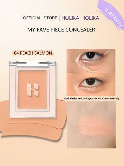 HOLIKA HOLIKA My Favorite Concealer 04 Peach Salmon, Multi-Functional, Easy To Create Flawless Makeup. High Coverage, Layerable, Blendable For Natural Makeup Look. Large Capacity, Suitable For All Skin Tones. 2g/0.07oz, Korean Cosmetics