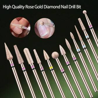 1pc High Quality Rose Gold Diamond Nail Drill Bit Manicure Burr Cuticle Dead Skin Clean Electric Milling Cutters Manicure Nail Drill Accessory