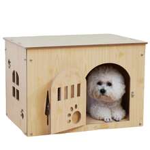 Cuccia per cani, cuccia per cani fai da te per interni, cuccia in legno per piccoli animali, cuccia per gatti per interni, cuccia per cani assemblata, scatola per l'asciugatura degli animali domestici - Colore del legno - Visualizzare 6