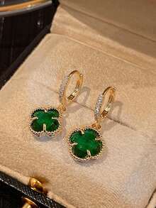 Pendientes de flor de cristal de trébol de lujo, regalos de joyería de alta moda elegante para mujeres, adecuados para usar en cualquier ocasión festiva - trébol de cuatro hojas - Ver 4