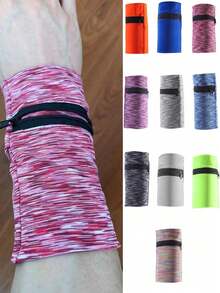 1pc Unisex Sweat-Absorbent Running Wrist Wallet, Zipper Design Wrist Support Band, Suitable For Gym Workout, Jogging, With Zipper Coin/Key Multipurpose Storage Pouch - Multicolor - View 5