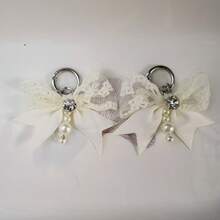 زوج من مشابك الشعر بشكل فراشة ذات طبقتين من الدانتيل والراين والخرز للزينة والاكسسوارات، هدية عيد الميلاد وعيد الشكر - متعدد الألوان - مشاهدة 13