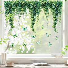 1片春绿树叶窗户静电贴膜玻璃墙贴浴室家居贴纸客厅卧室儿童房墙贴门墙贴电视沙发背景墙装饰 - 彩色 - 查看 3
