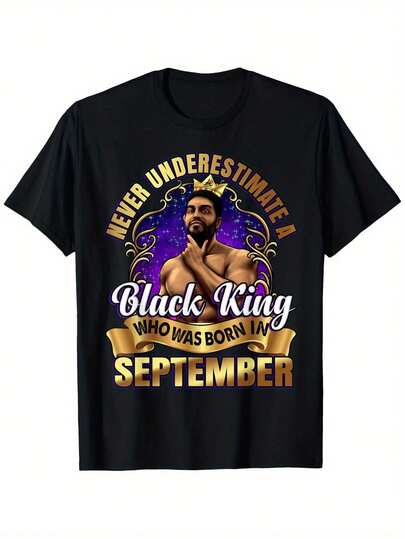 Camiseta Gráfica Nunca Subestimes al Rey Nacido en Septiembre - Algodón 100%, Unisex para Hombres y Mujeres con Diseño de y Barba, Uso Diario y Exterior, Tallas S-XXXL