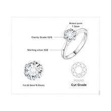 JewelryPalace Classic 0.5-2ct Round Cut Moissanite Solitaire Engagement Rings For Women, 14K White Yellow Rose Gold Plated 925 Sterling Silver Promise Ring, Simulated Diamond Anniversary Rings D-F VVS,SterlingSilver85 - SterlingSilver85 - 查看 3