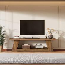 Tribesigns 63" Rustic TV Stand For 55/60/65/75-Inch TVs,  Long Media TV Console With Storage Shelve, Entertainment Center Television Stand For Living Room, Bedroom (Brown) - 棕色 - 查看 5