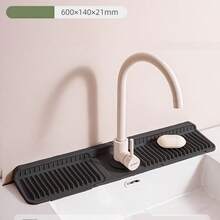 Alfombrilla de silicona para el drenaje del fregadero, protector contra salpicaduras del grifo de la cocina, almohadilla de drenaje con borde estrecho y pendiente extendida para el fregadero