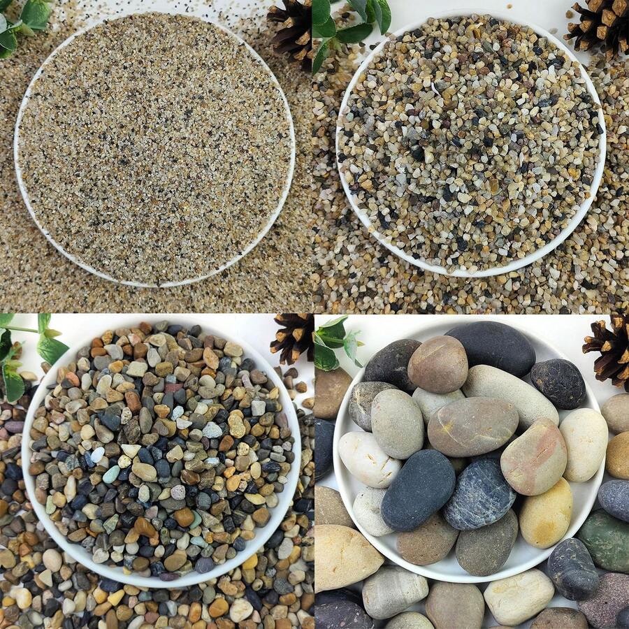 天然河卵石,1/4英寸水族箱砾石,小石子,适用于植物、鱼缸、花园、花盆、花瓶填充物、室内喷泉、景观美化等,也可用作装饰鹅卵石。 - 彩色 - 查看 1