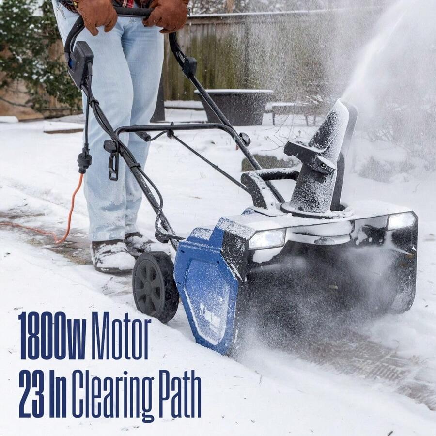 Open Box 23in Snow Blower - 25ft Throwing Distance, Heavy-Duty Snow Removal Tool For Driveways & Walkways, Powerful Snow Thrower For Winter Storms, Easy-To-Operate For Home Use - 藍色 - 查看 1