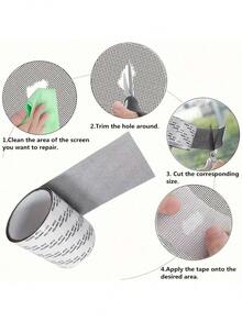 Window Screen Repair Tape, 2 In X 78.74 In  Gray Screen Patch Repair Kit, 3-Layer Strong Adhesive Invisible Screen Tape Mesh Repair For Windows, Doors Garage Mosquito Net Magnetic Screen - Black - View 4