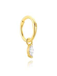 1 pieza Pendientes de botón planos de plata de ley 925, pendientes para perforación de cartílago de la oreja de baja alergia para mujeres, pendientes de cartílago de oreja/nariz chapados en oro de 18K, aptos para uso diario - Dorado - Ver 15