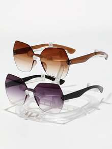 2pairs Men Ombre Lens Fashion Glasses With Glasses Rope For Summer Beach Vacation,Outdoor,Travel - Multicolor - View 8