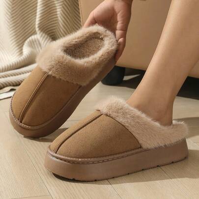 新款男女通用秋冬毛绒边饰家居拖鞋，EVA厚底，时尚室内风格，鞋履，春夏精选，伴娘礼物，房间，海滩，旅行，男士，女士，度假，可爱单品，母亲节礼物，花园，夏季，海滩，柔软舒适，毕业，鞋架，收纳神器，毕业典礼，祝贺毕业，毕业派对