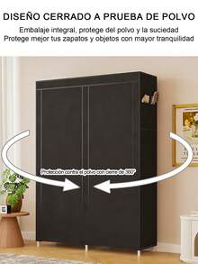 Zapatera Doble Organizador Cubierta de Tela Impermeable, Estante con Estructura de Acero de 7 Niveles,Estante de zapatos de lona de 14 niveles, armario de zapatos, organizador de zapatos independiente para sala de estar y pasillo, puede almacenar 42 pares de zapatos con cubierta a prueba de polvo. - Negro - Ver 6