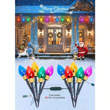 2 Pack Outdoor Christmas Decorations - Jumbo Xmas String Lights Or Pathway Markers - Large Multicolored Bulbs Hanging Lights Waterproof Lawn Decoration For Holiday Home Tree Roof Yard Garden With Durable Weather-Resistant Design And Energy-Efficient LED Lighting For Festive Seasonal Ambiance - 彩色 - 查看 4