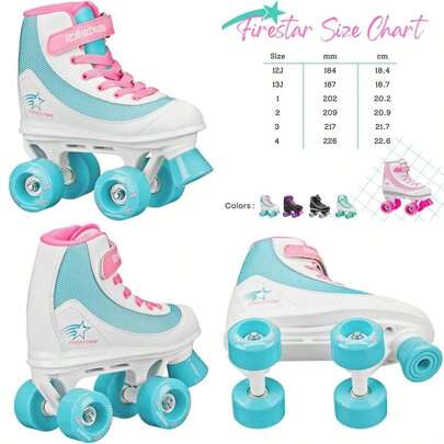 Roller Derby Firestar Youth Skates for Girls, Boys, Beginners, Kids(Chicle 3)