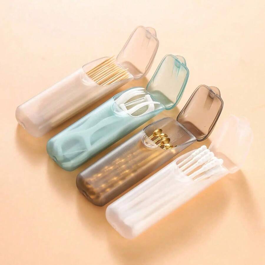 Toothpick And Dental Floss Box Small Storage Box Travel Storage Portable Medicine Box Small Item Storage Tube - Hồng - Xem 1